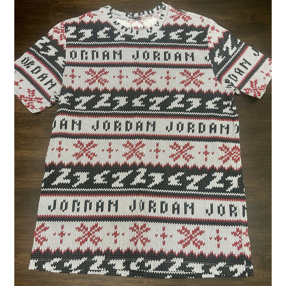 Jordan T Shirt Mens L White Ugly Christmas Sweater Tee Holiday Crewneck Large